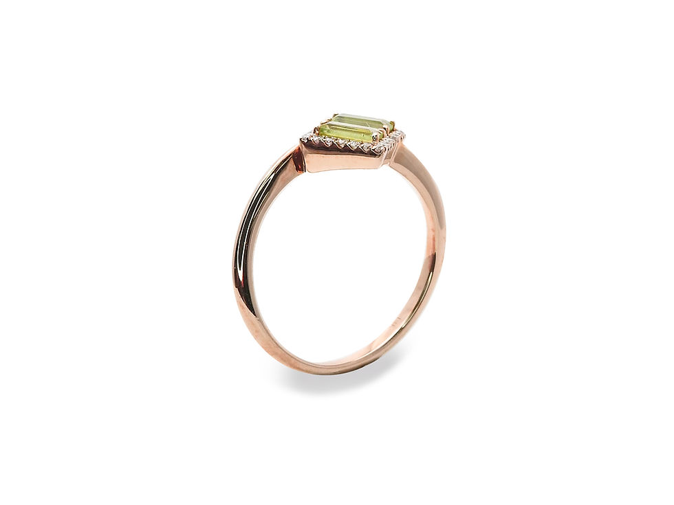 縮圖：Double Peridot Baguette Open Ring