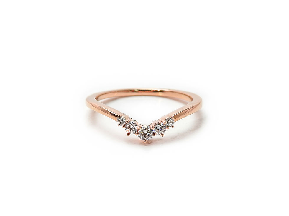 縮圖：14K Simple V-Shape Diamond Ring