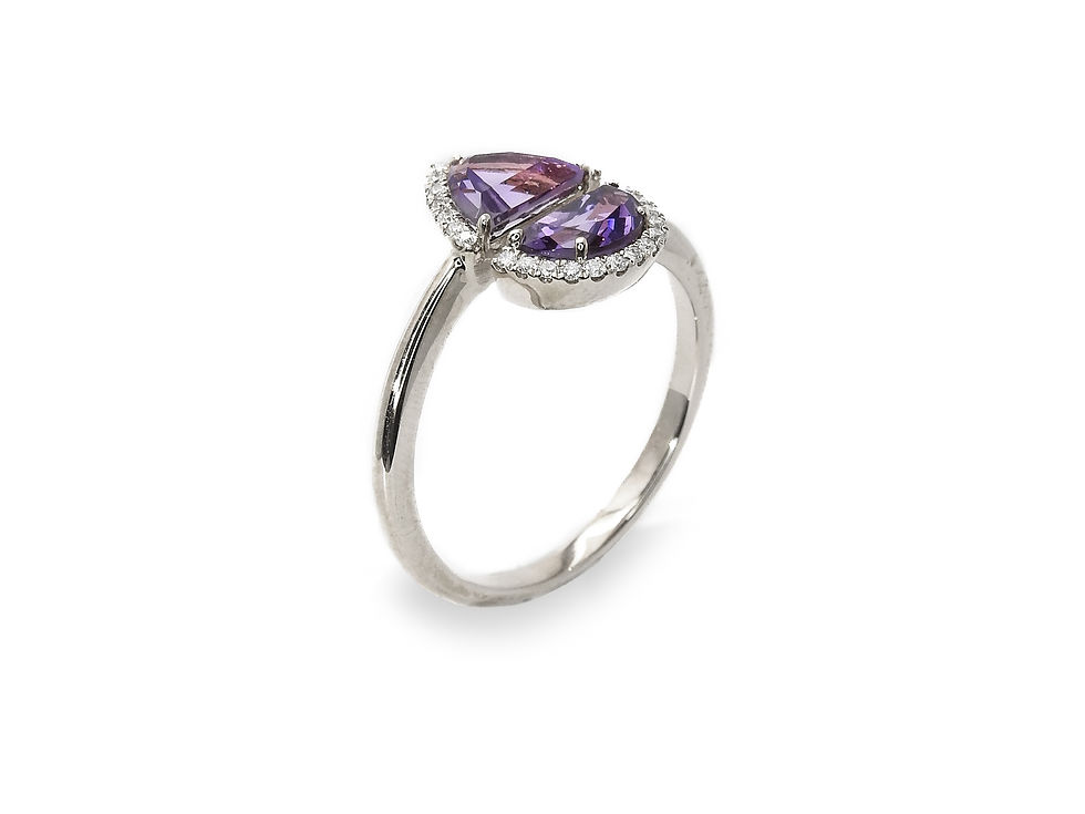 縮圖：Fancy Teardrop Amethyst Open Ring