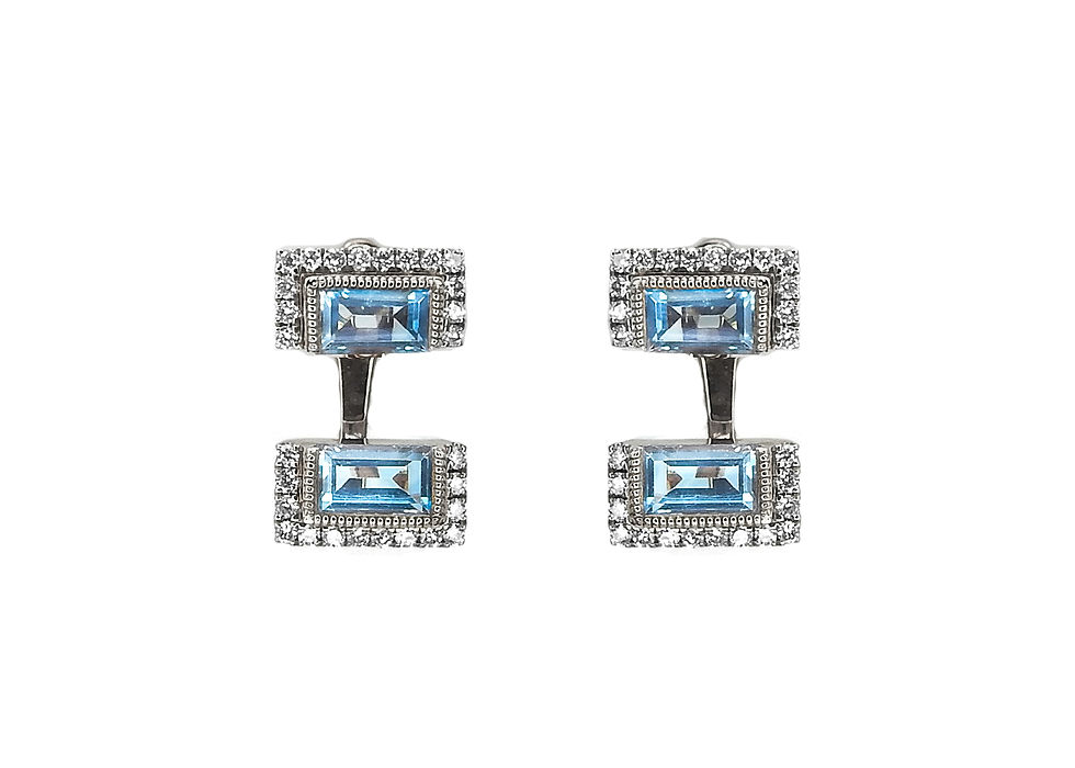 縮圖：Blue Topaz Baguette Multi-Way Earrings