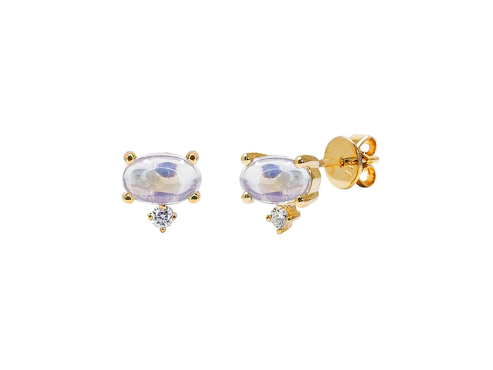 縮圖：Oval Moonstone - June Birthstone Stud Earrings