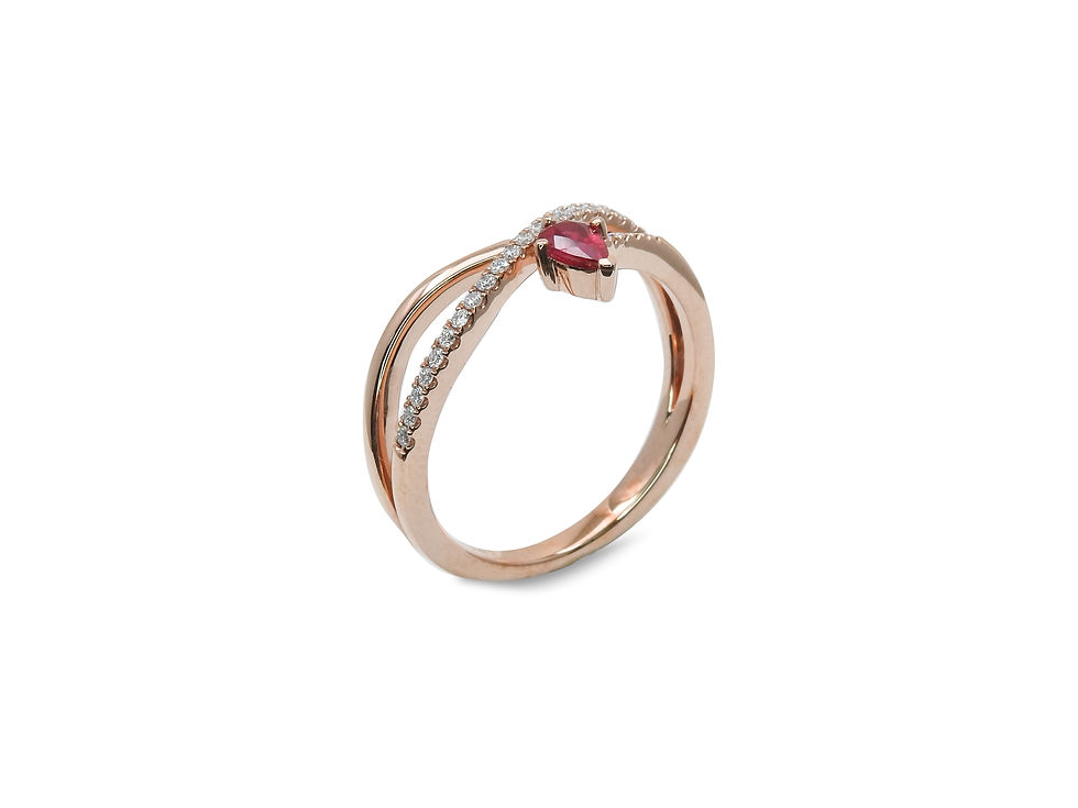 縮圖：Curvy Cross Diamond Band with Ruby