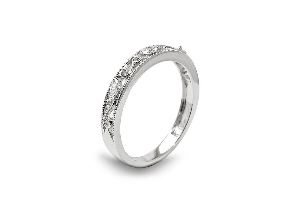 縮圖：Delicate Swirl Pattern Milgrain Ring