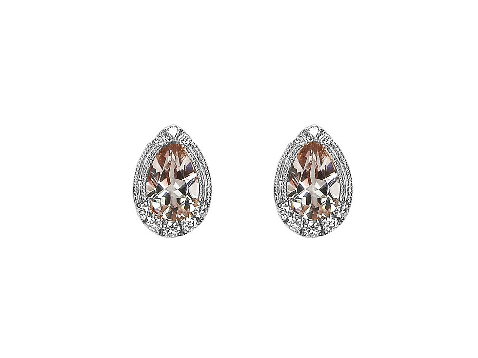 縮圖：Delicate Milgrain Teardrop Morganite Stud Earring