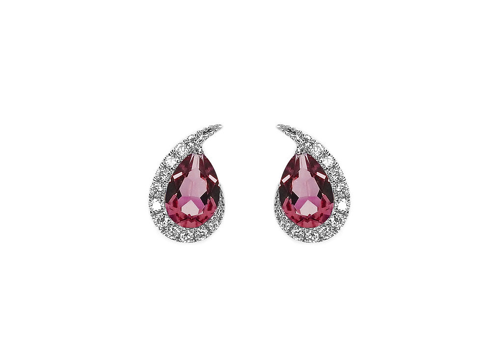 縮圖：Teardrop Pink Tourmaline Stud Earring