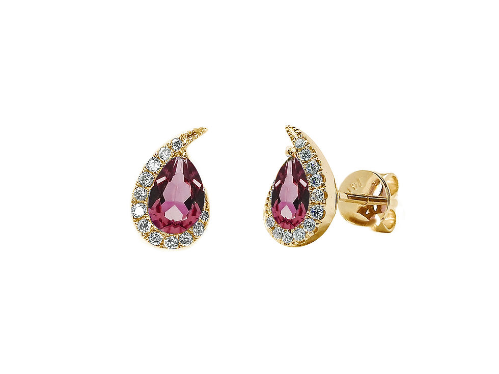 縮圖：Teardrop Pink Tourmaline Stud Earring