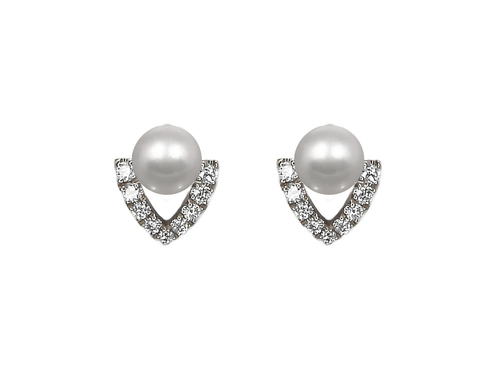 縮圖：Round Pearl Stud Earrings