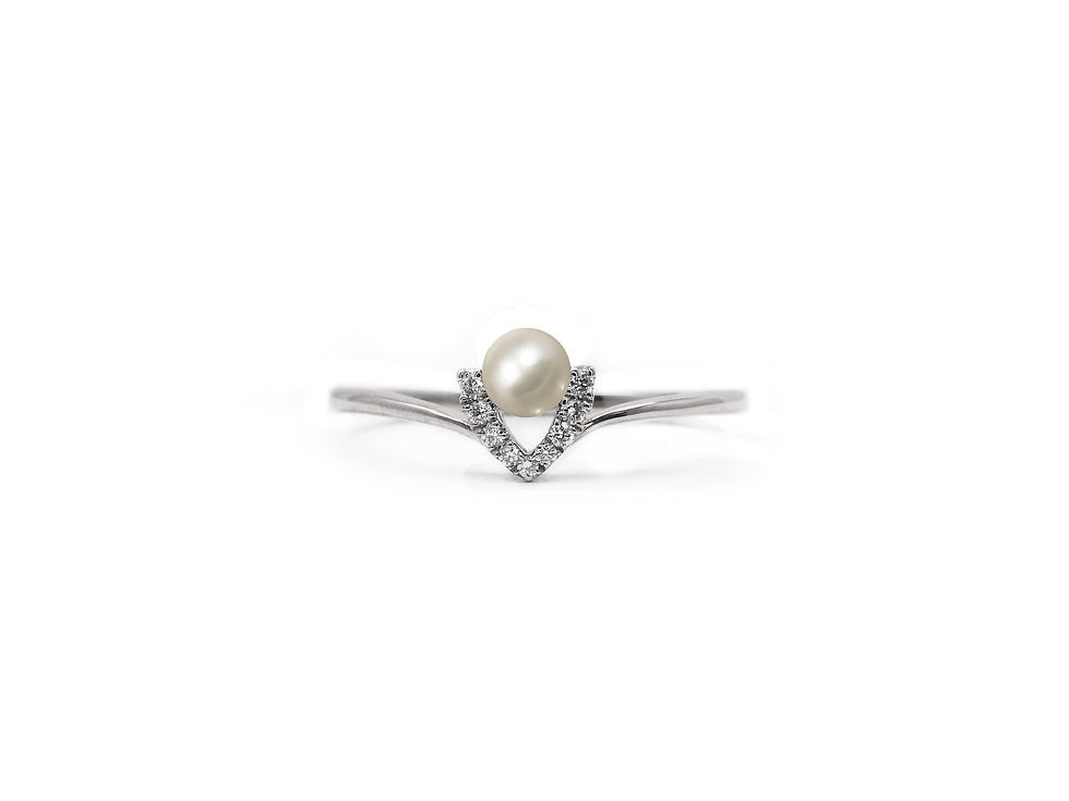 縮圖：Round Pearl Birthstone Ring