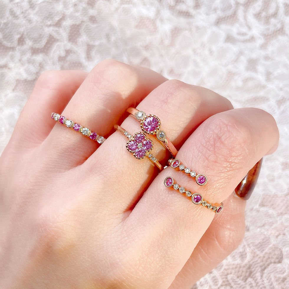 縮圖：Pink Sapphire and Diamond Open Ring