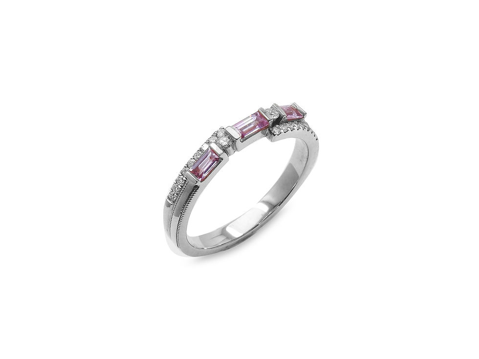 縮圖：Pink Baguette Sapphire and Diamond Ring Band