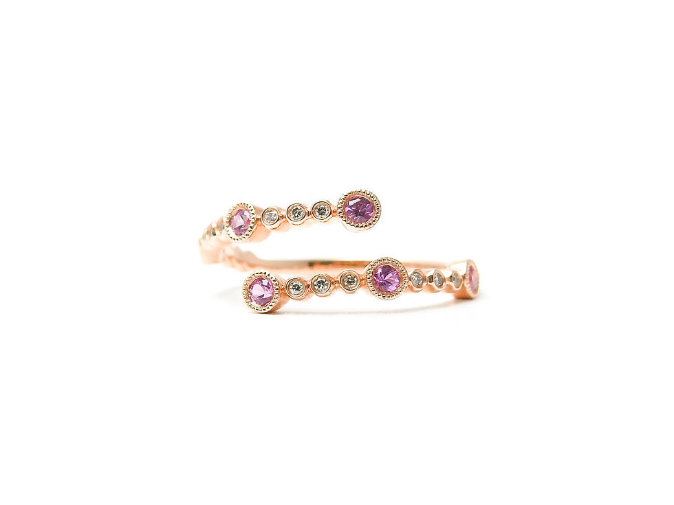 縮圖：Pink Sapphire and Diamond Open Ring