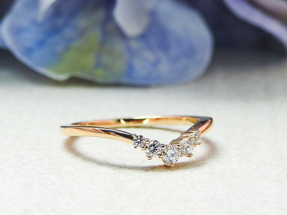 縮圖：14K Simple V-Shape Diamond Ring