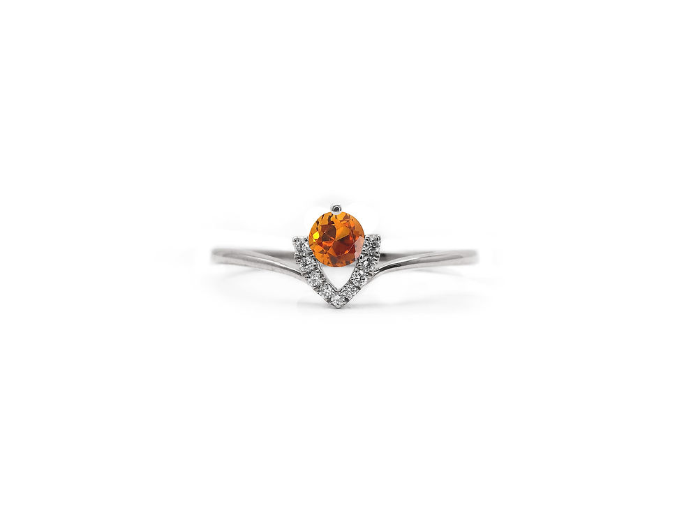 縮圖：Round Citrine Birthstone Ring