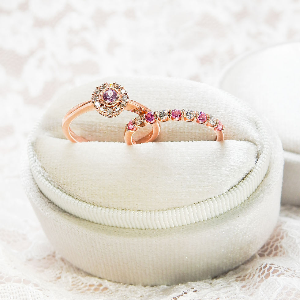 縮圖：Pink Sapphire with Diamond Halo Ring