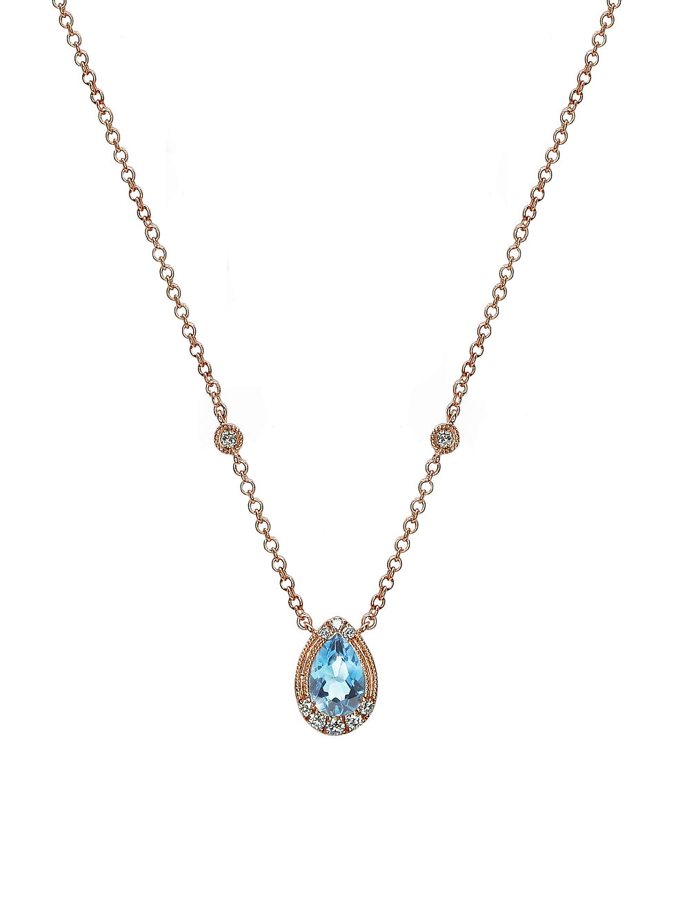 縮圖：Delicate Milgrain Teardrop Blue Topaz Necklace