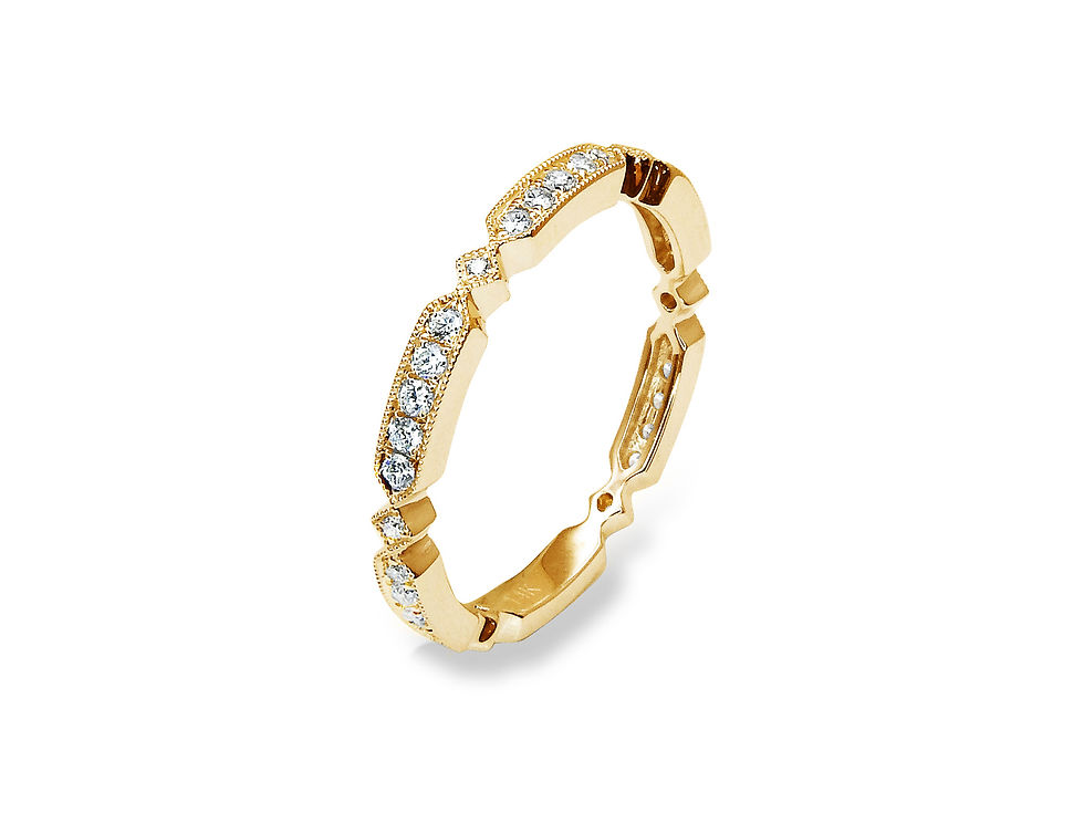 縮圖：Delicate Milgrain Diamond Band Ring