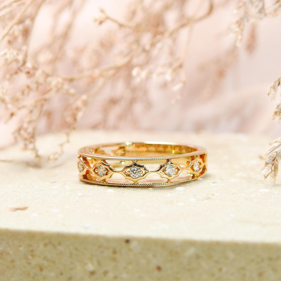 縮圖：Vintage Gold Diamond Ring Band