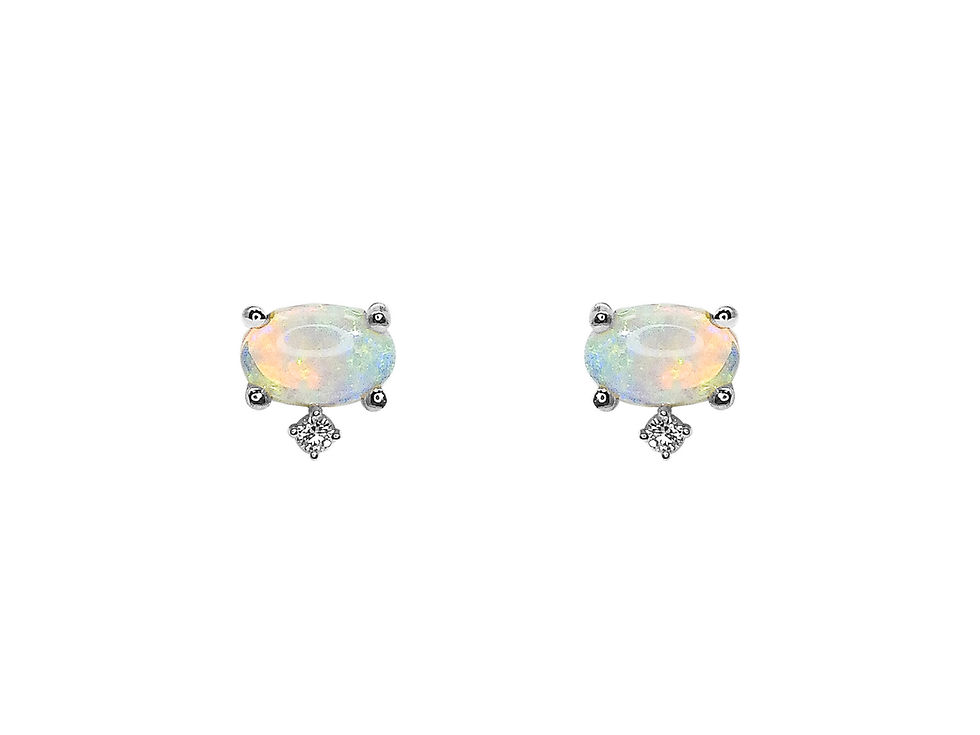 縮圖：Oval Opal - October Birthstone Stud Earrings