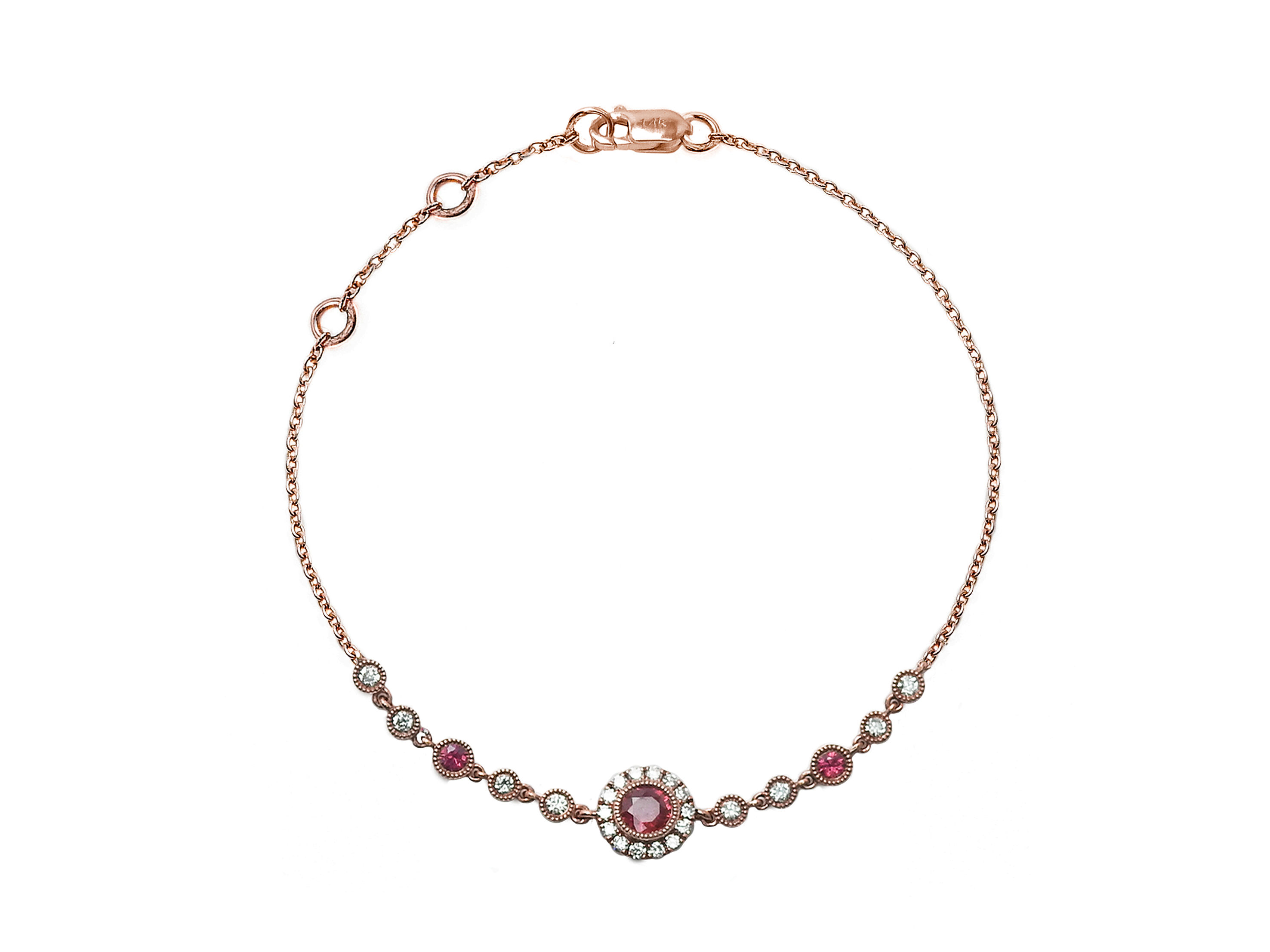 Bezel Set Ruby and Diamond Bracelet