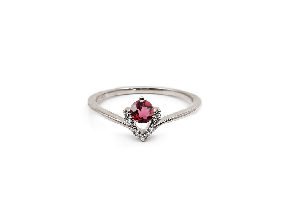縮圖：Round Pink Tourmaline Birthstone Ring