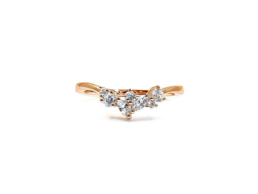 縮圖：V Shape Cluster Ring with Round and Marquise Lab Grown Diamond