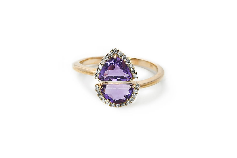 縮圖：Fancy Teardrop Amethyst Open Ring