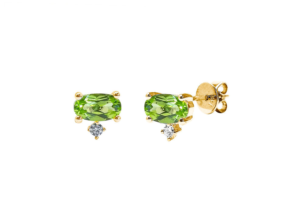 縮圖：Oval Peridot - August Birthstone Stud Earrings