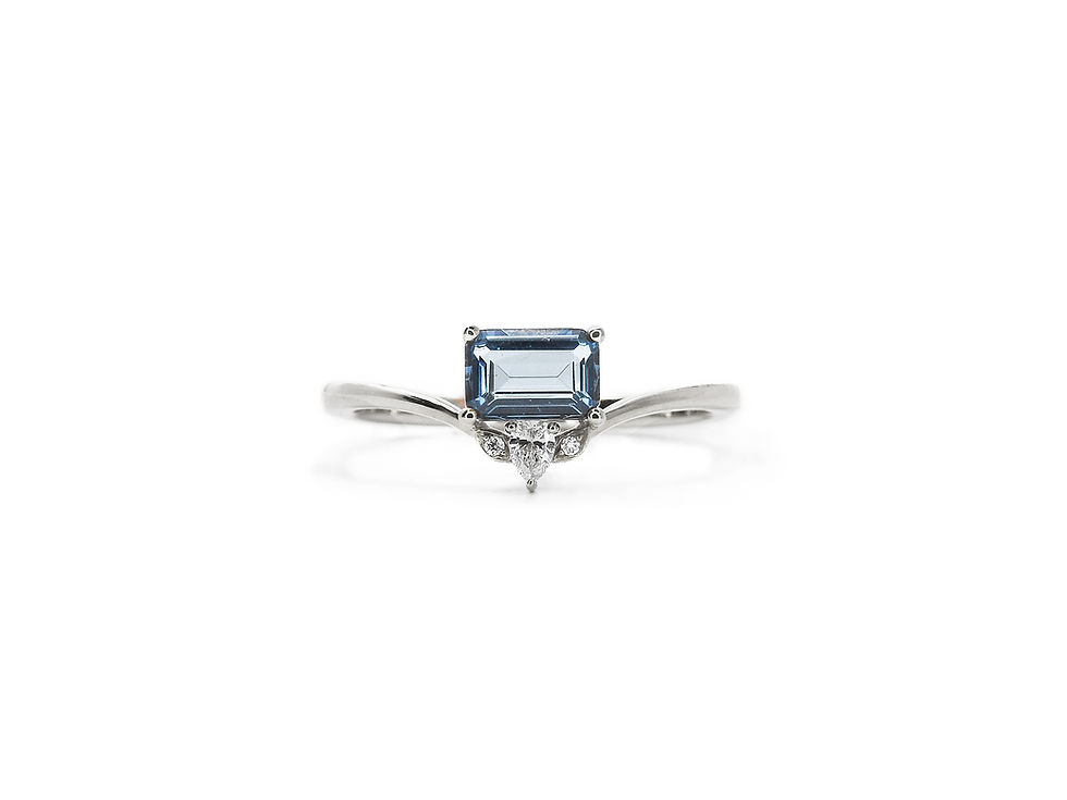 縮圖：Emerald Cut London Blue Topaz Tiara Ring