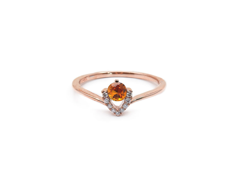 縮圖：Round Citrine Birthstone Ring