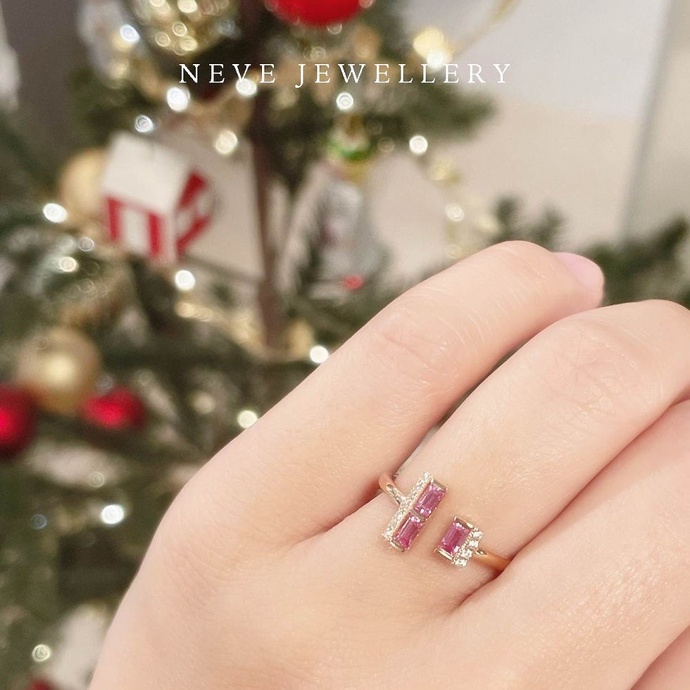 縮圖：Pink Baguette Sapphire and Diamond Open Ring