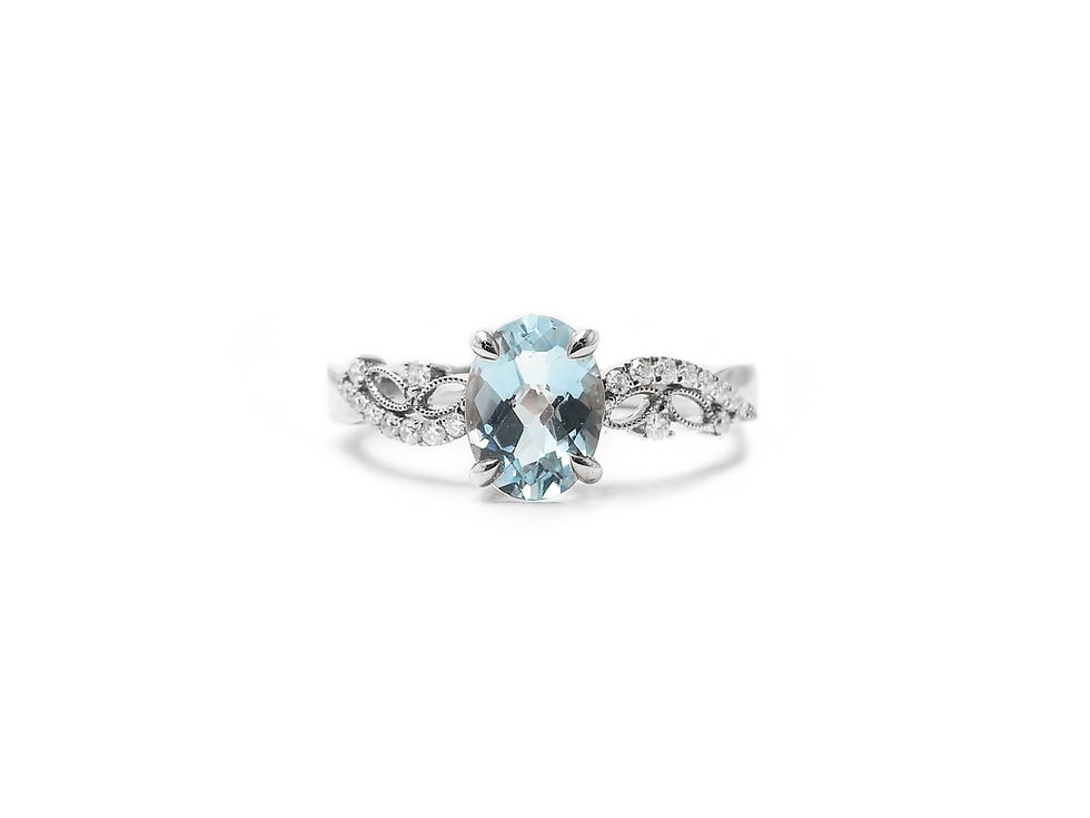 縮圖：Sky Blue Topaz and Diamond Ring
