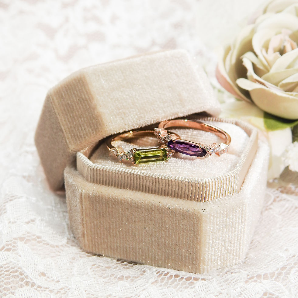 縮圖：Peridot Baguette with Diamond Cluster Ring