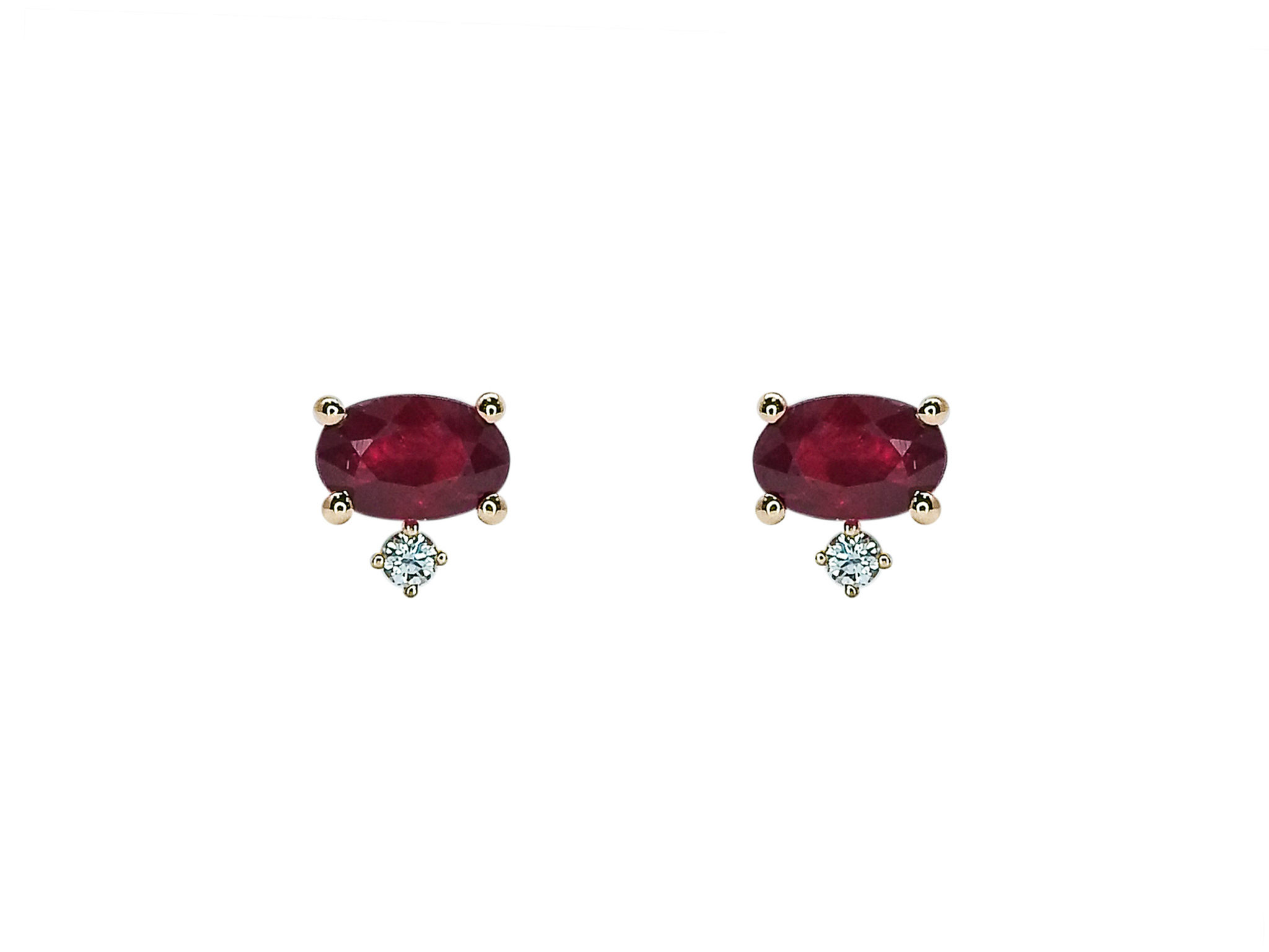 Oval Ruby - July Birthstone Stud Earrings