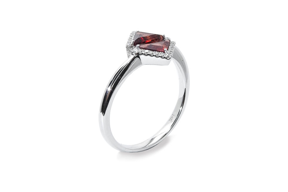 縮圖：Double Triangular Garnet Open Ring
