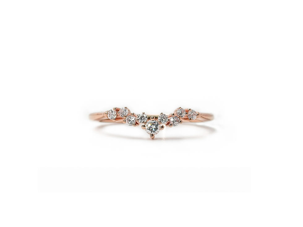 縮圖：14K Simple V-Shape Diamond Ring