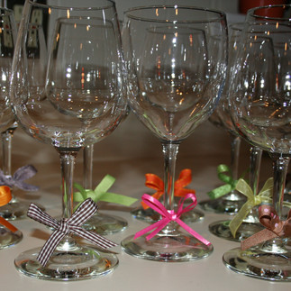Wine glasses at the drink station