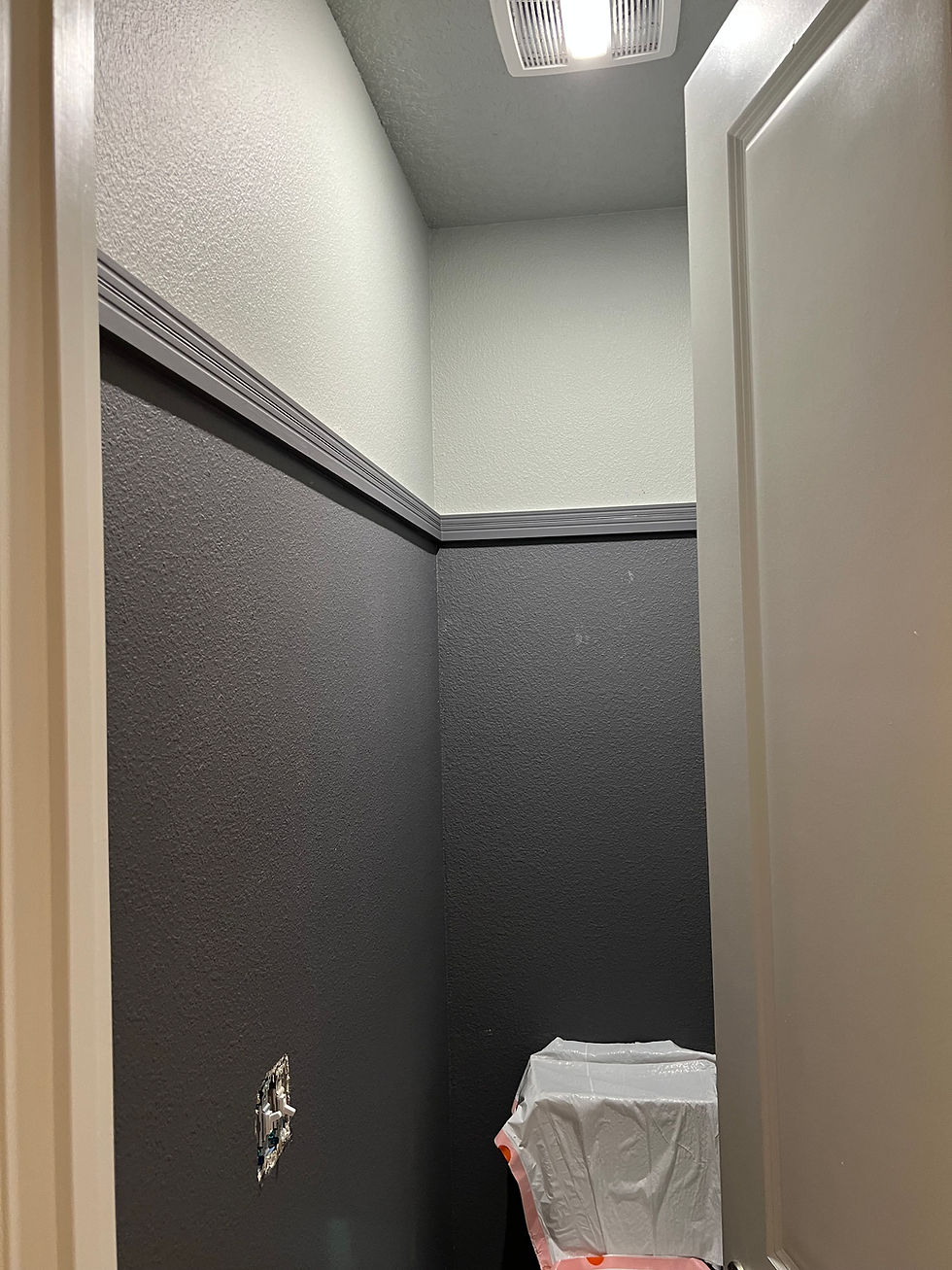 Bathroom wood molding finished