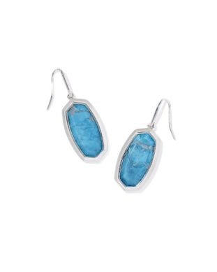 Silver Tone Dani Bezel Drop Earrings With Variegated Indigo Magnesite