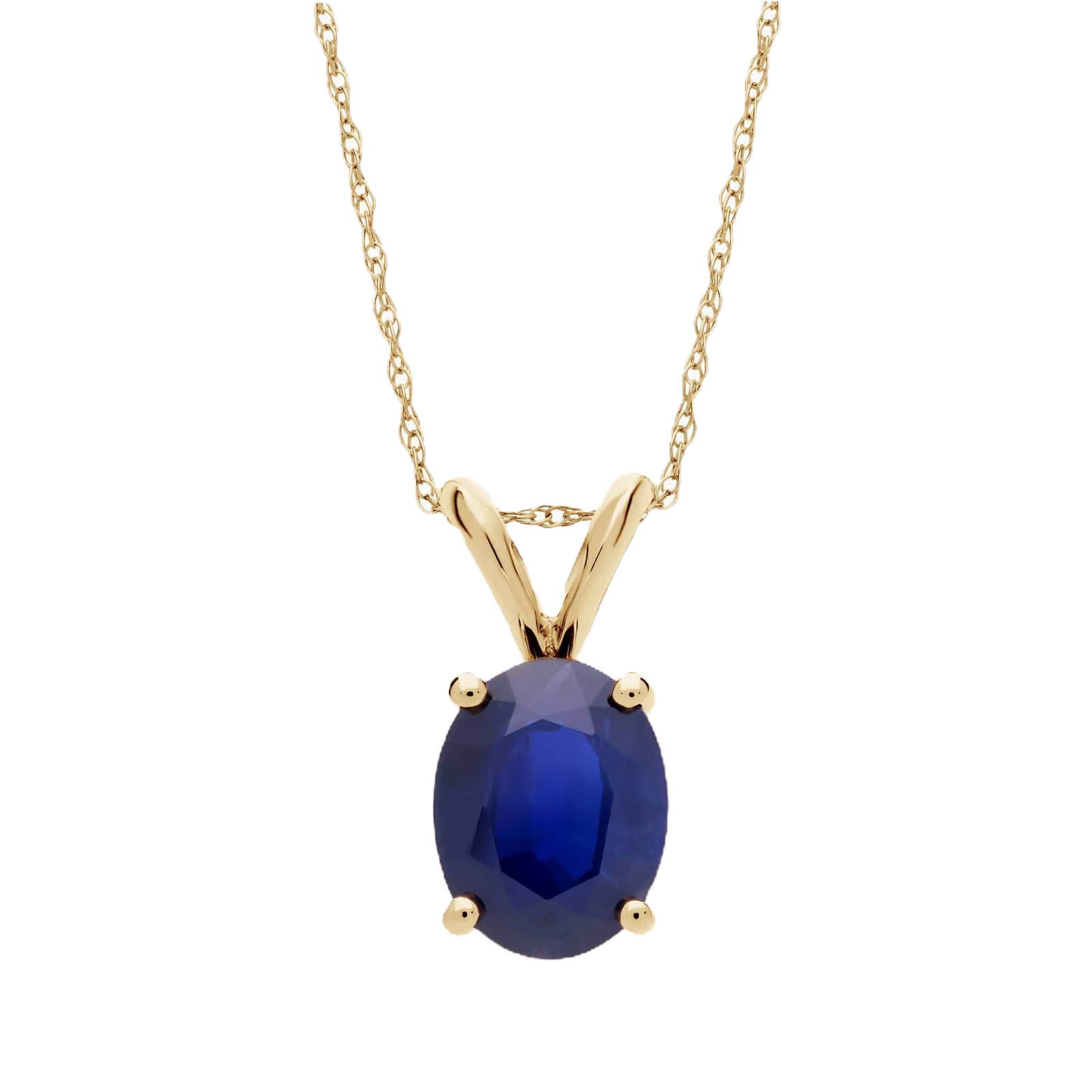 Yellow Gold Oval Cut Sapphire Pendant