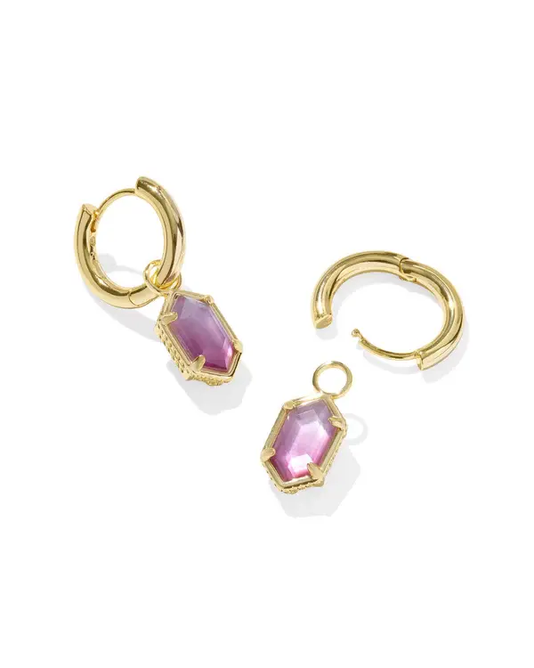 Hallie Gold Tone Purple Watercolor Illusion Huggie Earrings