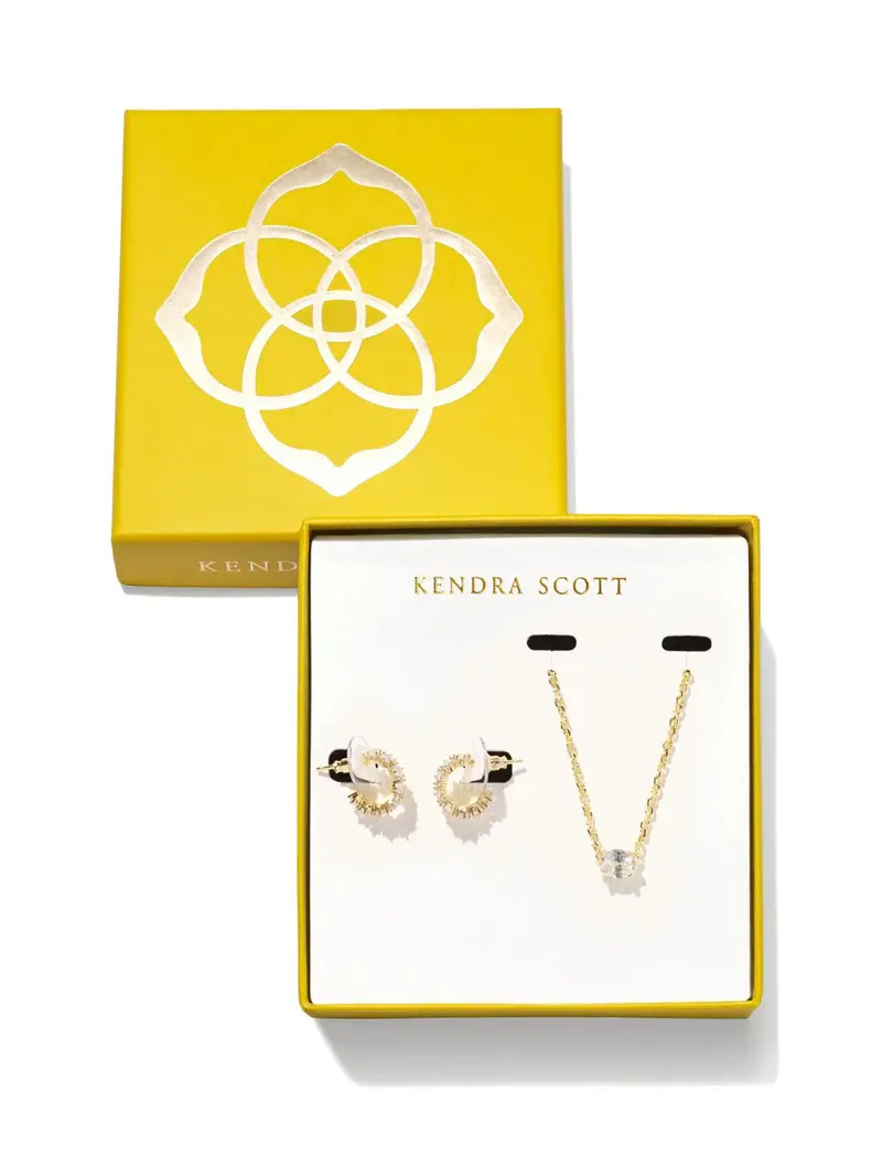 Gold Tone Cailin Gift Set With White Crystal