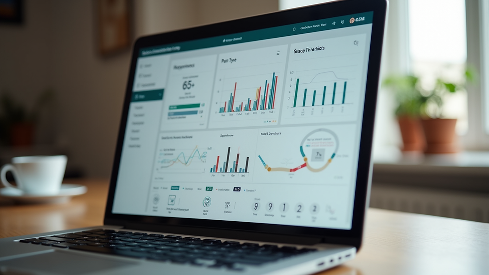 Eye-level view of a personalized marketing dashboard on a laptop