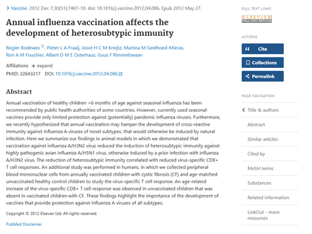 A vacinação anual contra influenza afeta o desenvolvimento da imunidade heterossubtípica
