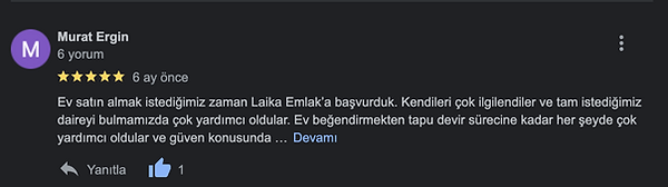Müşteri yorumları