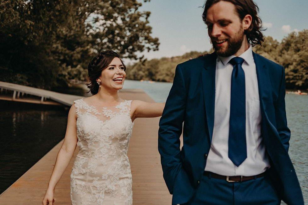 Couple's first look before the wedding