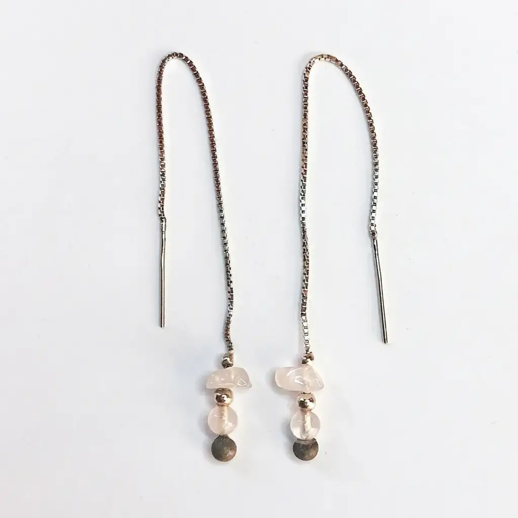 Ear chains Pink quartz mineral sample