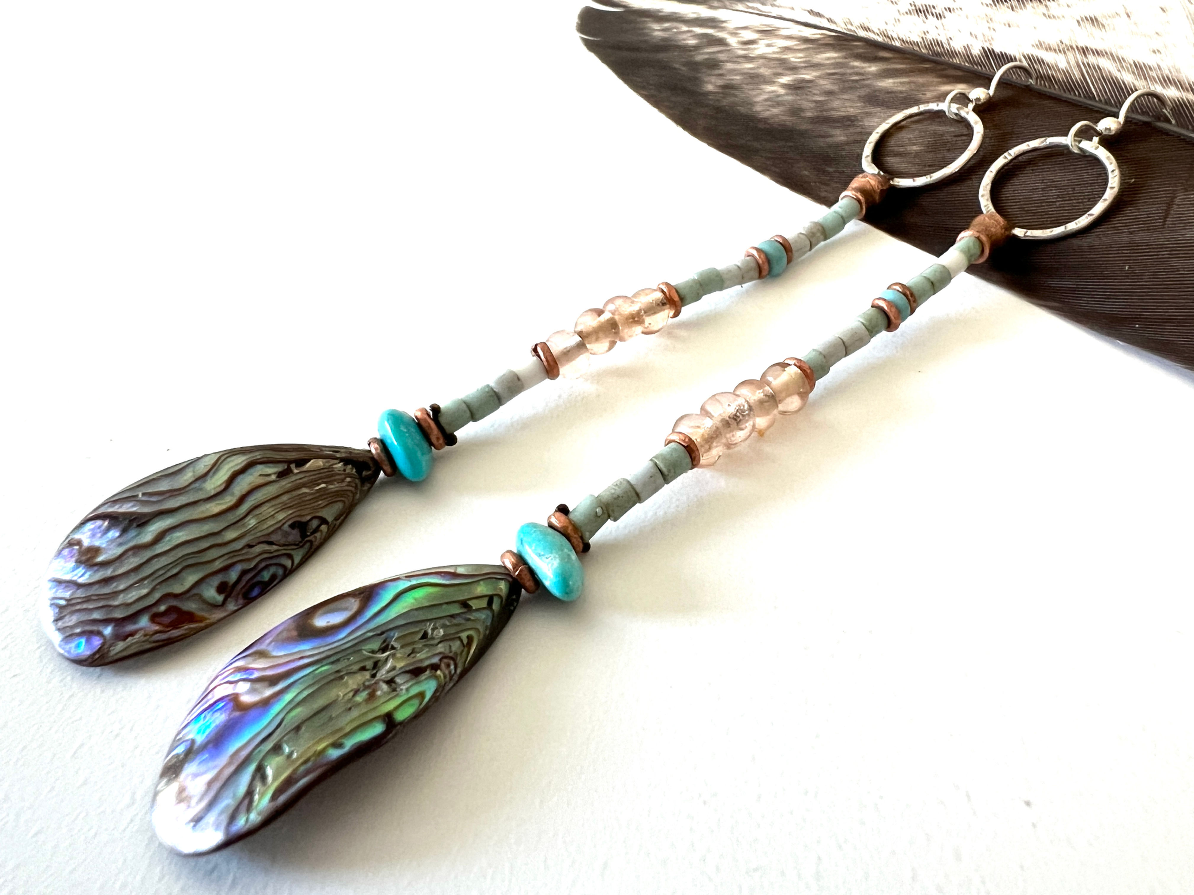 Paddle Earrings / Blue Abalone