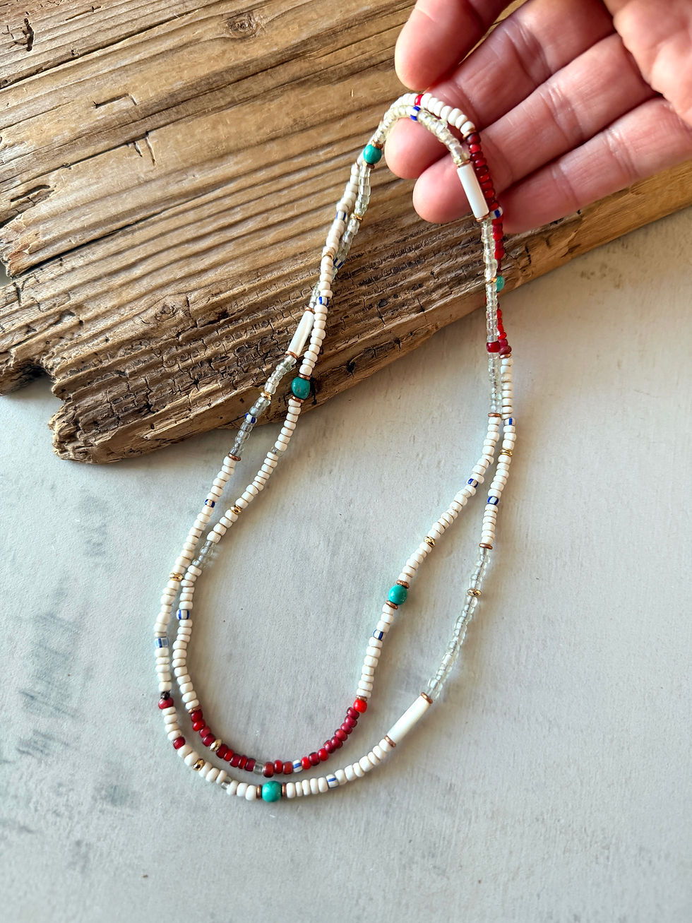 Thumbnail: Long Vintage Trade Necklace / Emerald Valley  
