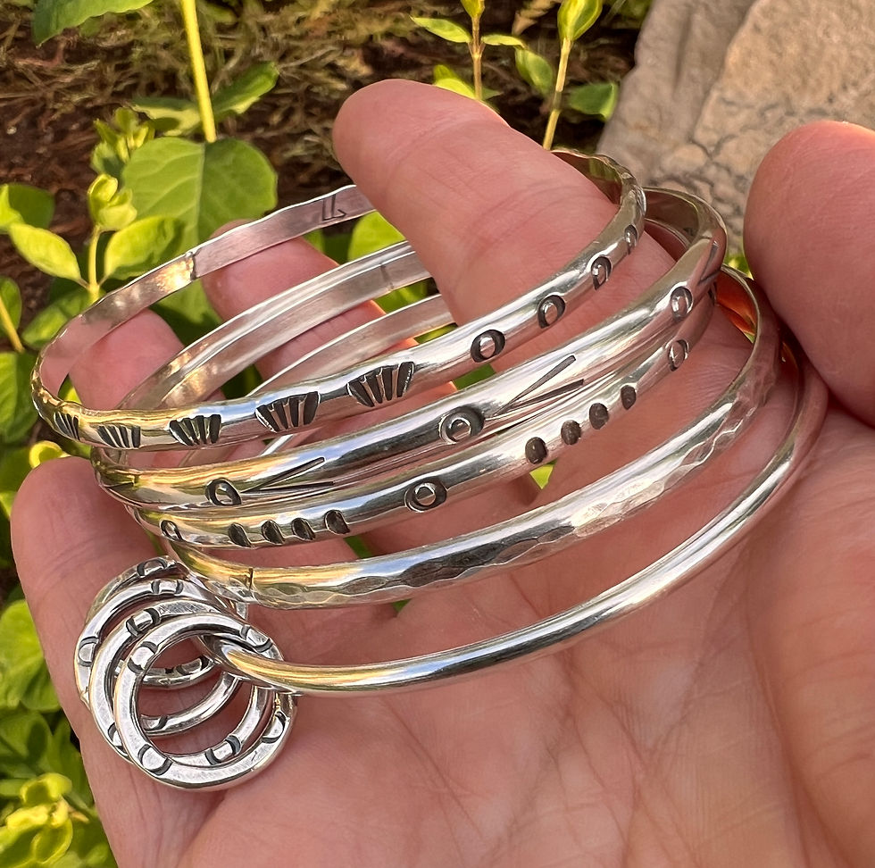 Thumbnail: Sterling Stamped Bangles / Medium