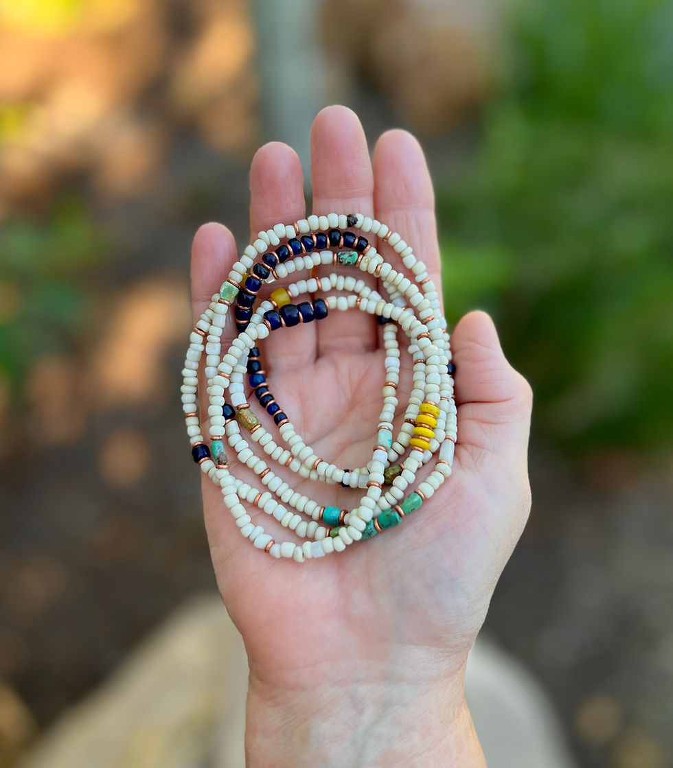 Thumbnail: Partly Cloudy with Sun  / Double Wrap Trade Necklace